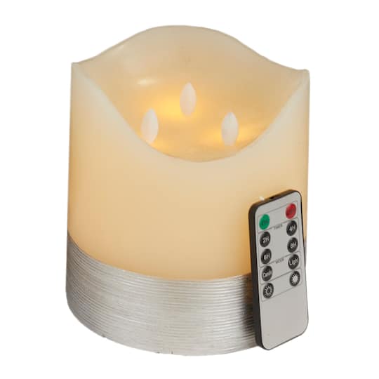 Cream & Silver Traditional Flameless Candle